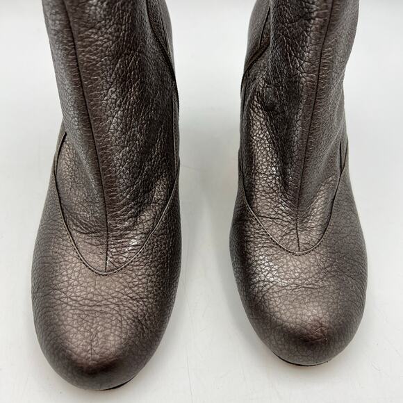 Taryn by Taryn Rose Metallic Leather Booties Heel Ankle Boots - Picture 2 of 10